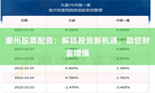 潮州股票配资：解锁投资新机遇，助您财富增值
